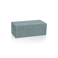 Zodax Carpi Suede Lux Decorative Box, 10" x 5" x 4", Cote D'Azur Blue