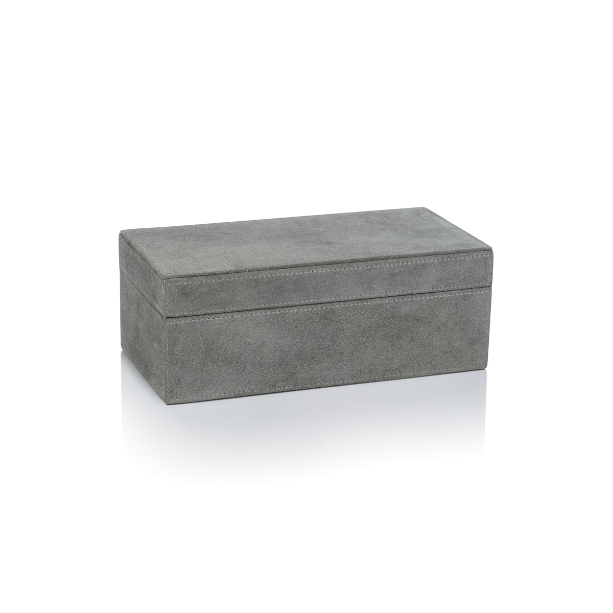 Zodax Carpi Suede Lux Decorative Box, 10" x 5" x 4", Shoreline Gray