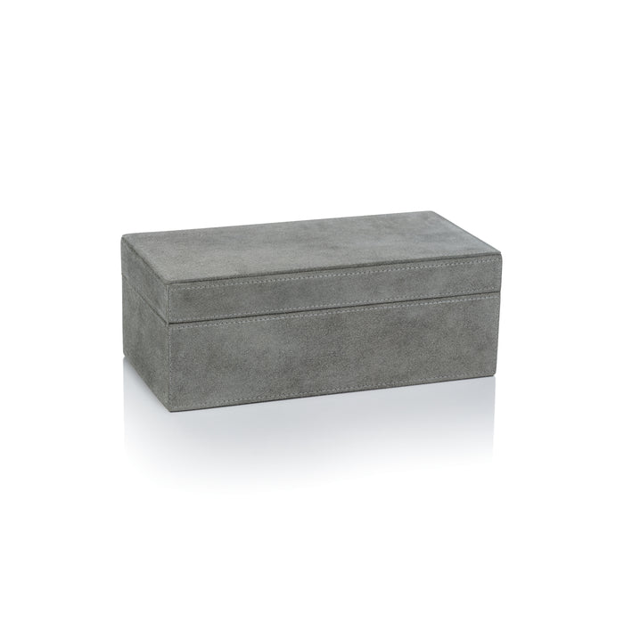 Zodax Carpi Suede Lux Decorative Box, 10" x 5" x 4", Shoreline Gray