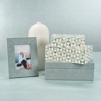 Zodax Carpi Suede Lux Photo Frame, 4" x 6", Cote D'Azur Blue