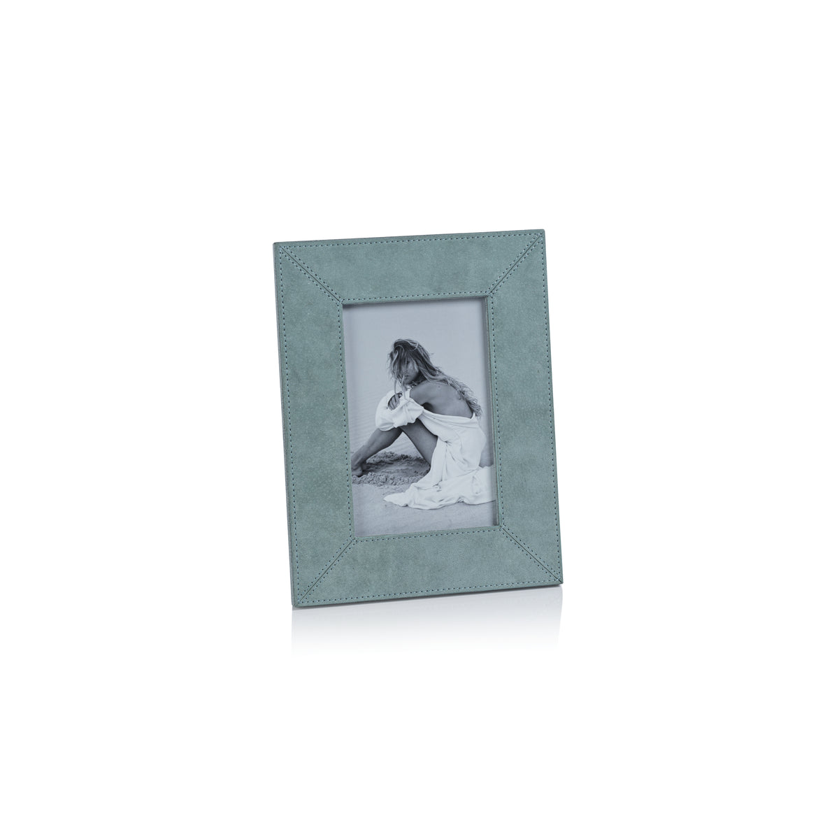 Zodax Carpi Suede Lux Photo Frame, 4" x 6", Cote D'Azur Blue