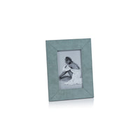 Zodax Carpi Suede Lux Photo Frame, 4" x 6", Cote D'Azur Blue