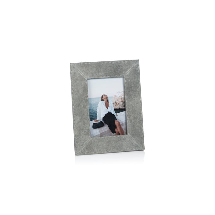 Zodax Carpi Suede Lux Photo Frame, 4" x 6",Shoreline Gray