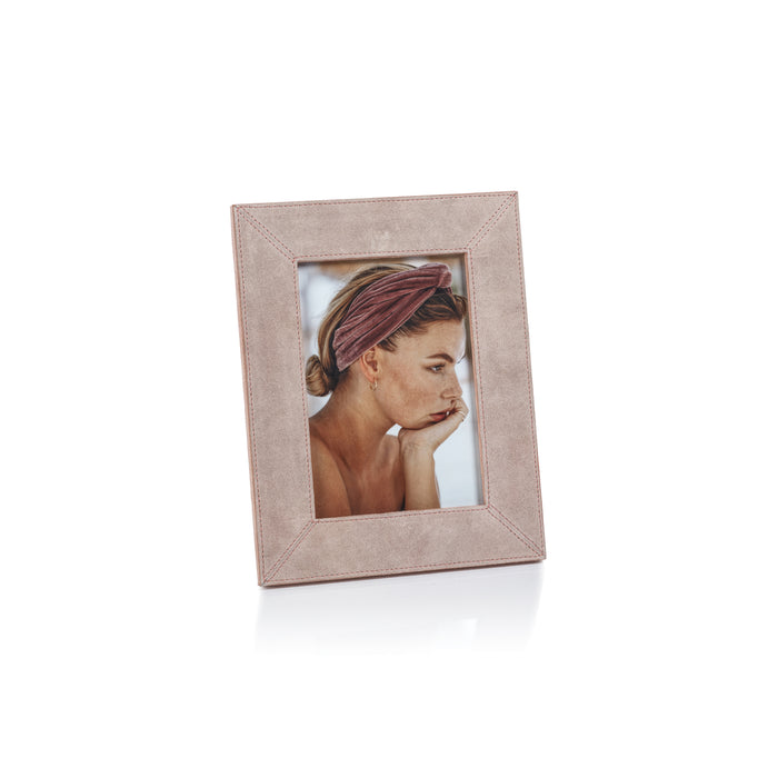 Zodax Carpi Suede Lux Photo Frame, 5" x 7", Amalfi Blush