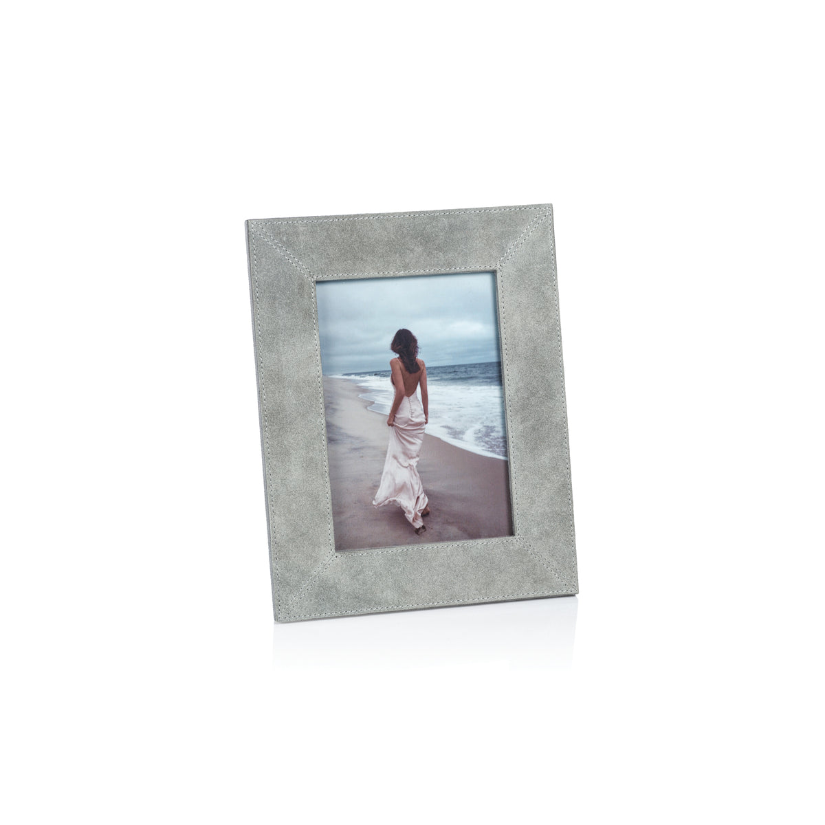 Zodax Carpi Suede Lux Photo Frame, 5" x 7", Shoreline Gray