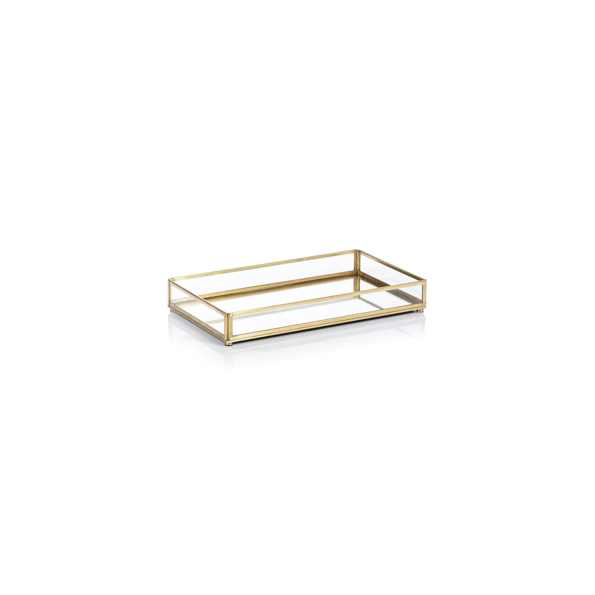 Zodax Cava Metal-Edged Mirrored Glass Vanity Tray, Small
