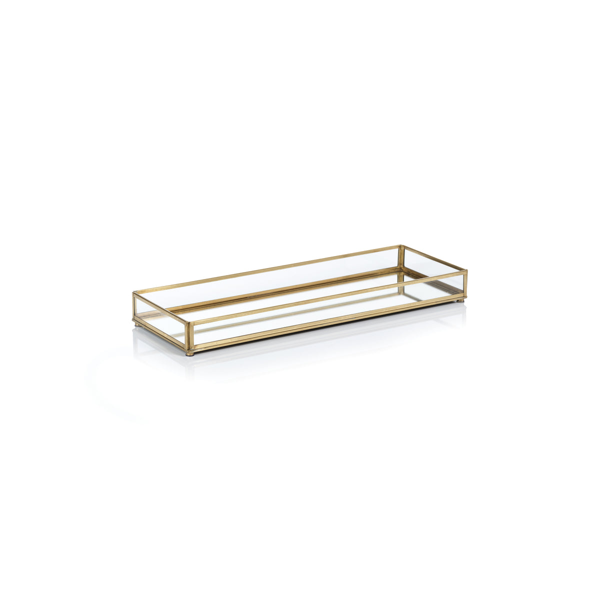 Zodax Cava Metal-Edged Mirrored Glass Vanity Tray, Medium