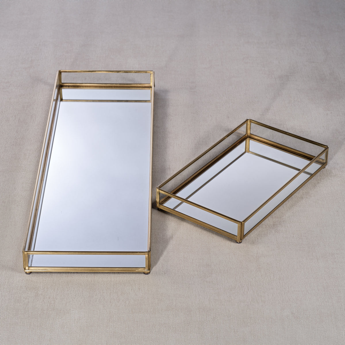 Zodax Cava Metal-Edged Mirrored Glass Vanity Tray, Large