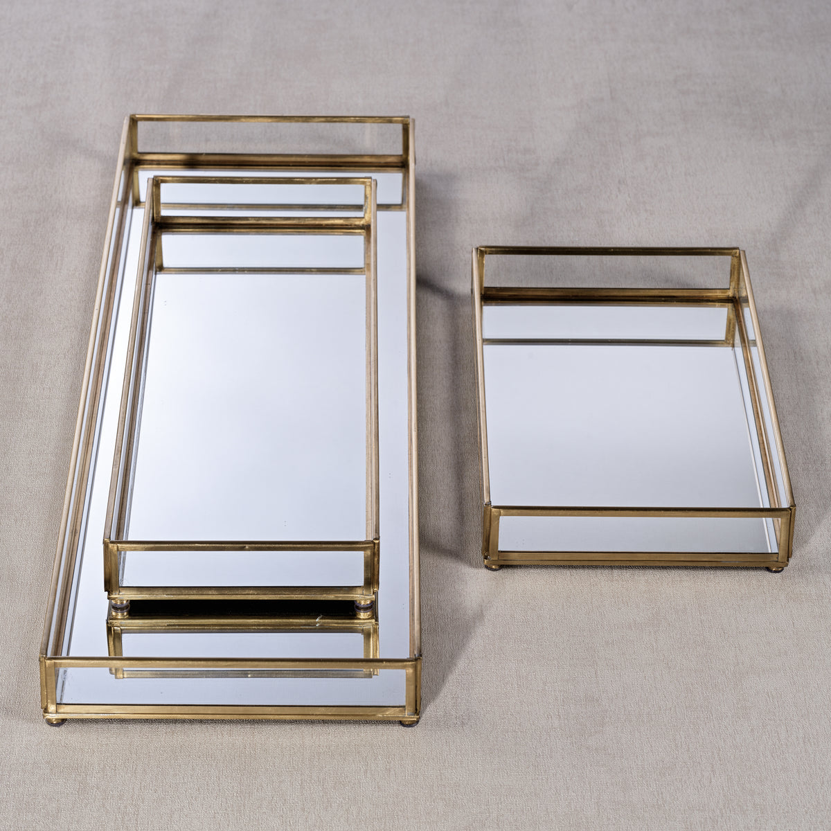 Zodax Cava Metal-Edged Mirrored Glass Vanity Tray, Large