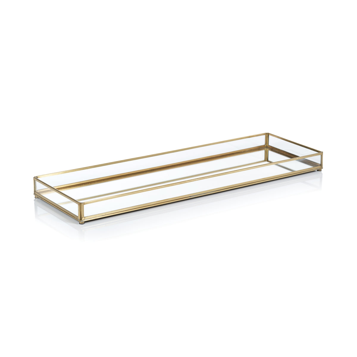 Zodax Cava Metal-Edged Mirrored Glass Vanity Tray, Large