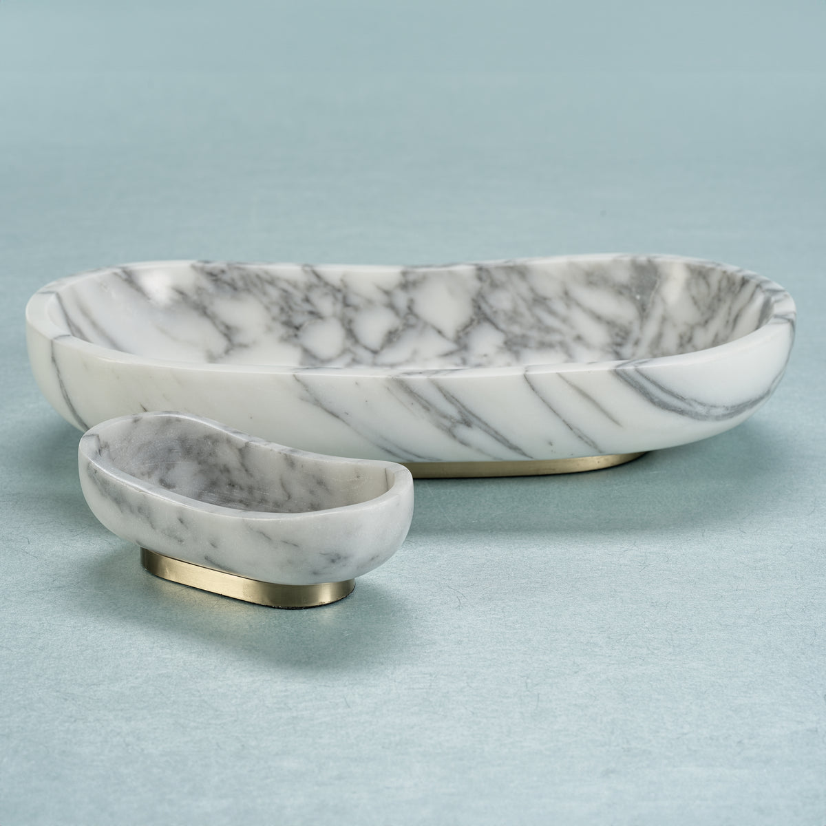 Zodax Mawson Oval Marble Serving Bowl on Metal Base, Small