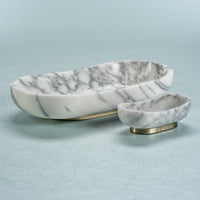 Zodax Mawson Oval Marble Serving Bowl on Metal Base, Small