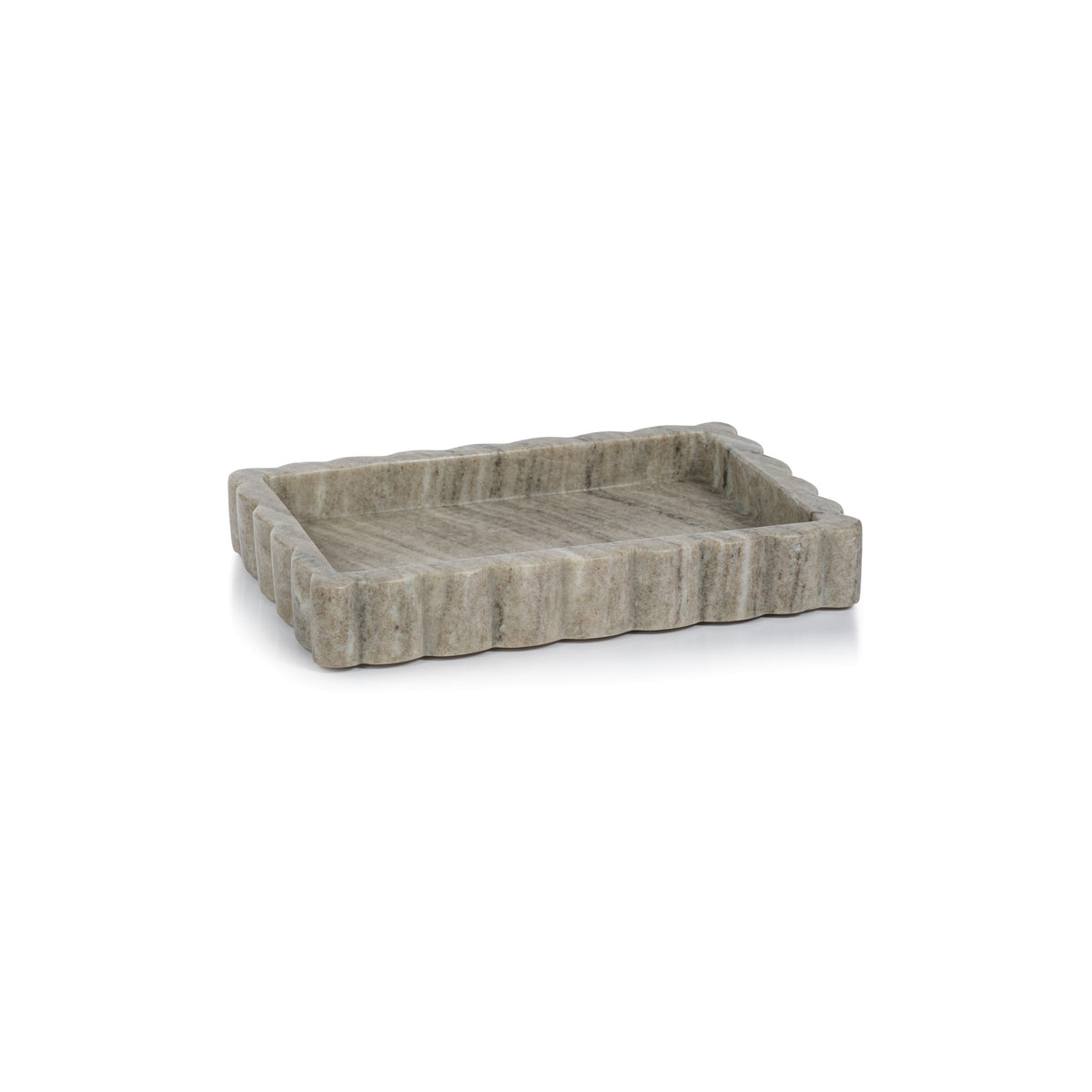 Zodax Baffin Intricate Scallop Marble Tray, Small
