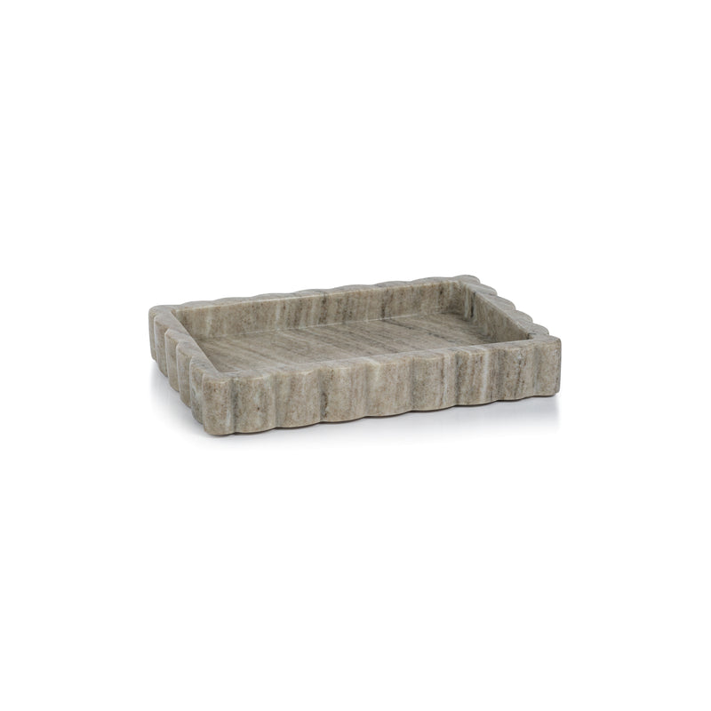 Zodax Baffin Intricate Scallop Marble Tray, Small