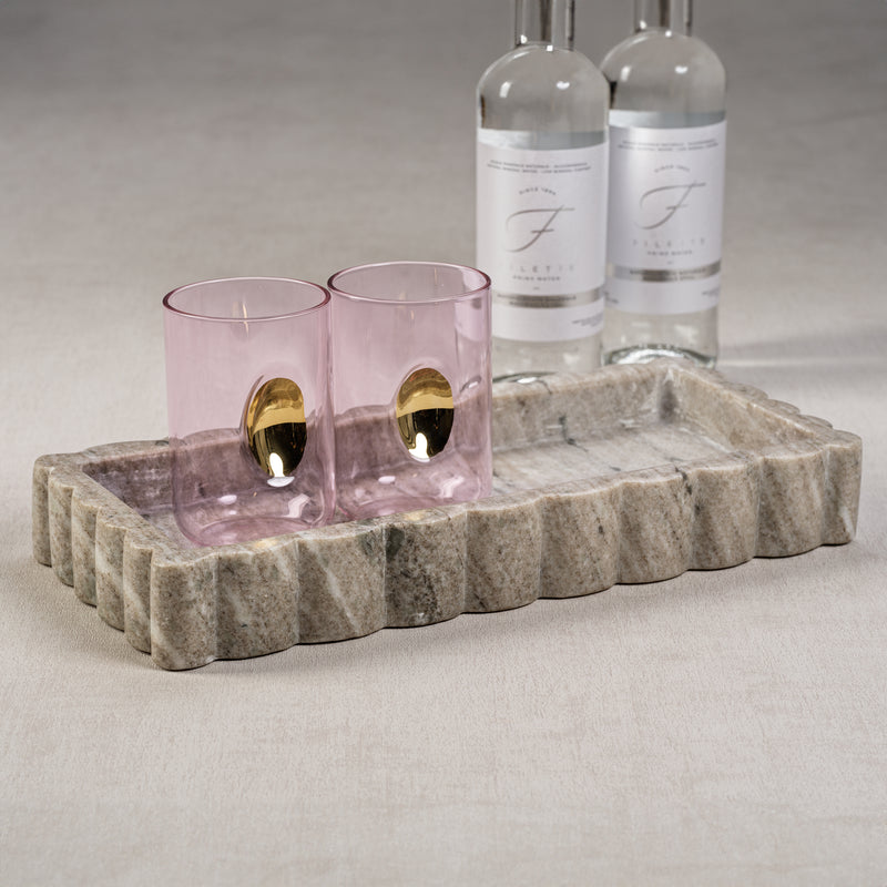 Zodax Baffin Intricate Scallop Marble Tray, Medium