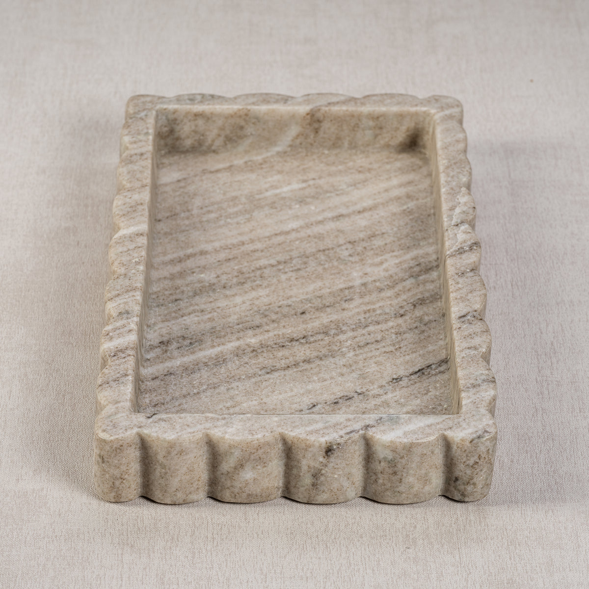 Zodax Baffin Intricate Scallop Marble Tray, Large