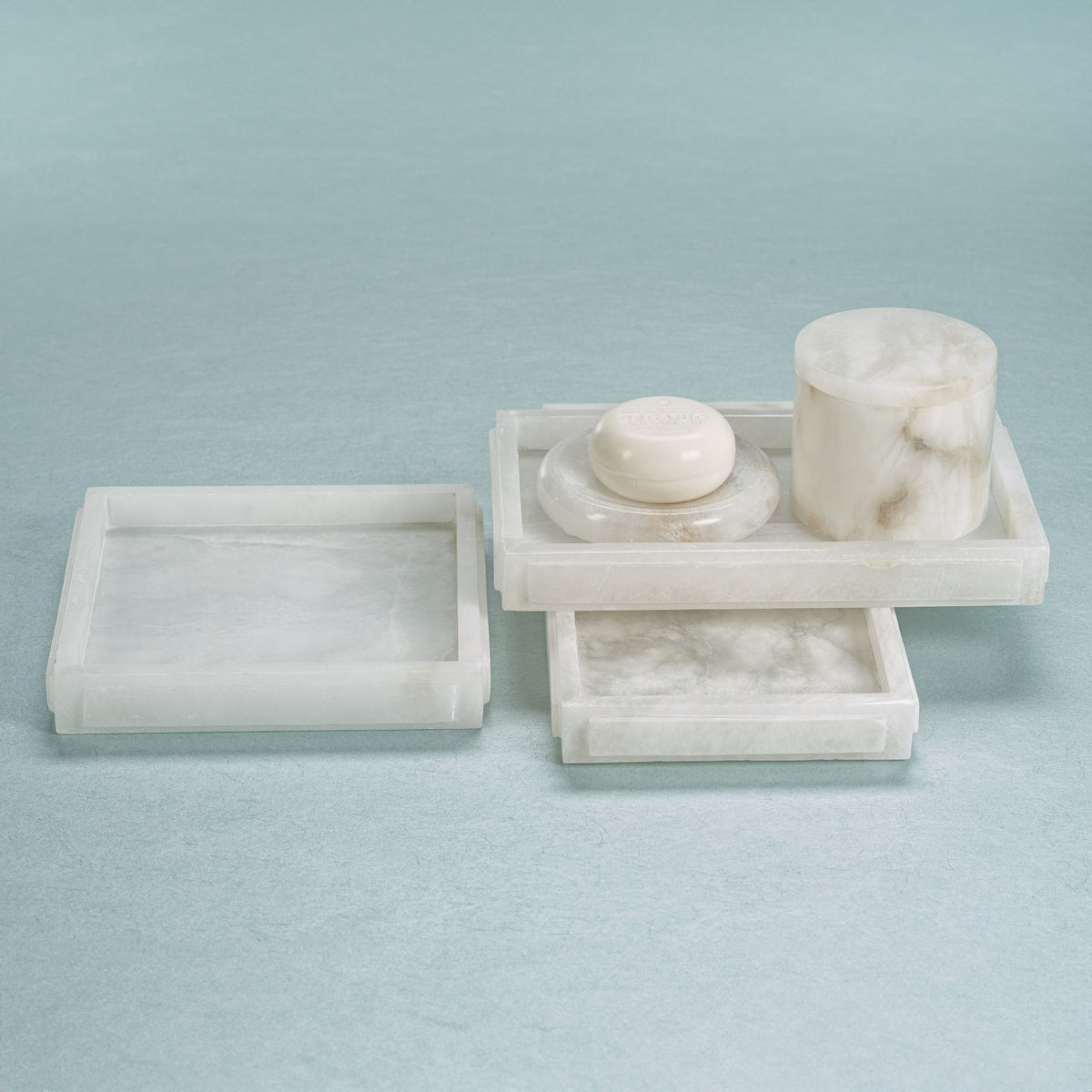 Zodax Cremona Alabaster Vanity Tray, 8.5" x 8.5"