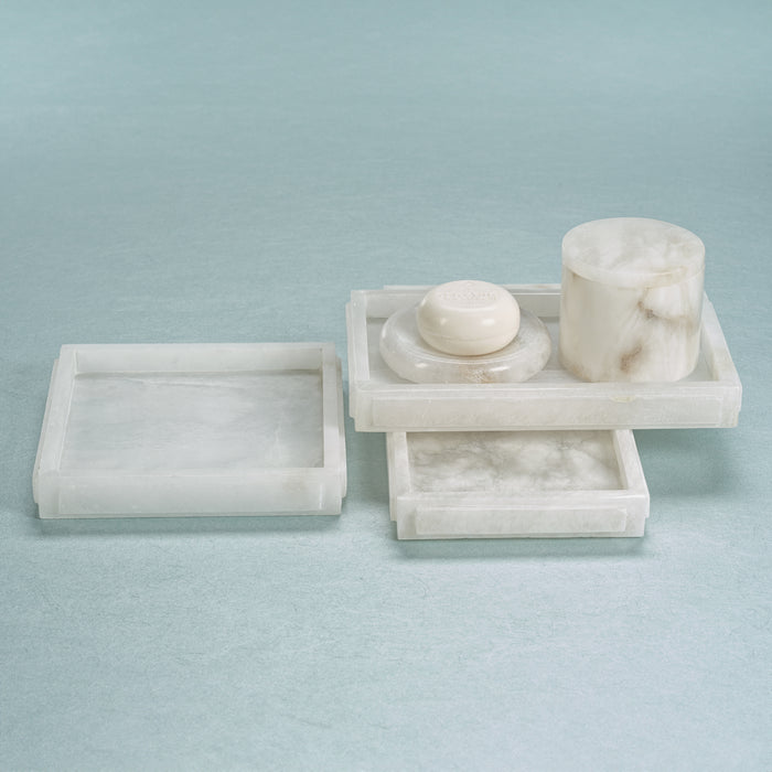 Zodax Cremona Alabaster Vanity Tray, 8.5" x 8.5"