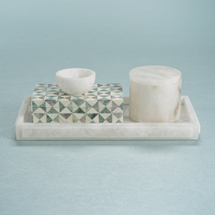 Zodax Cremona Alabaster Vanity Tray, 14" x 7"
