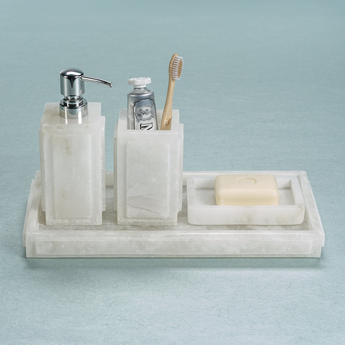 Zodax Cremona Alabaster Brush and Comb Holder