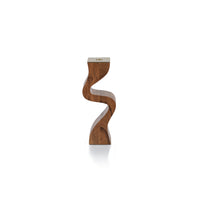 Zodax Fano Acacia Wood Taper Candle Holder w/ Metal Trim, Small