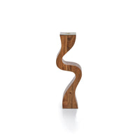Zodax Fano Acacia Wood Taper Candle Holder w/ Metal Trim, Large