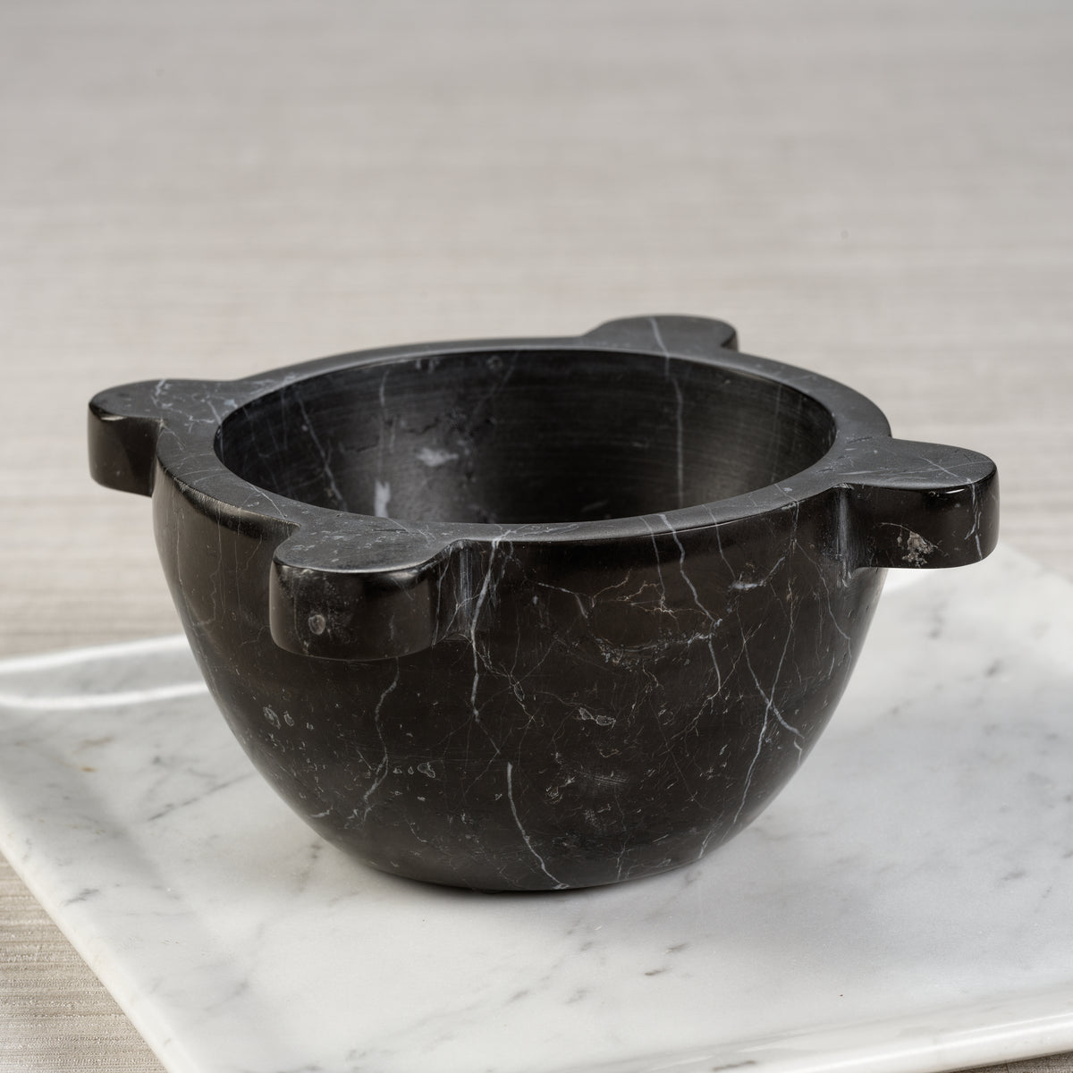 Zodax Ross Marble Mortar / Condiment Bowl, Medium, Black Marquina