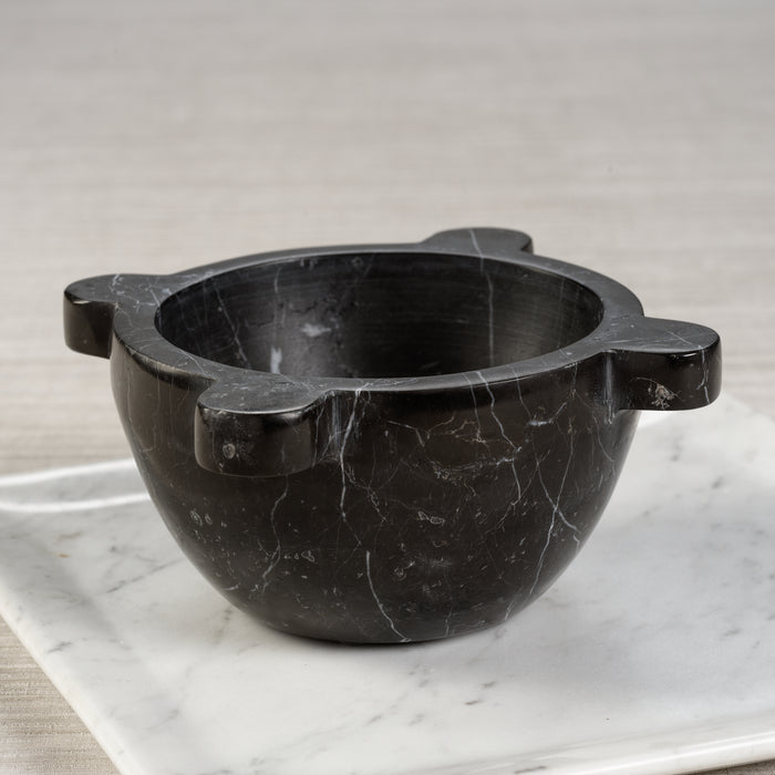 Zodax Ross Marble Mortar / Condiment Bowl, Medium, Black Marquina