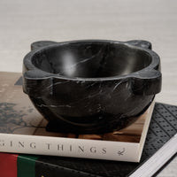 Zodax Ross Marble Mortar / Condiment Bowl, Large, Black Marquina