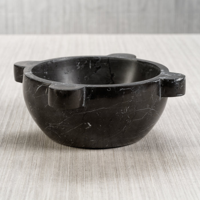 Zodax Ross Marble Mortar / Condiment Bowl, Large, Black Marquina