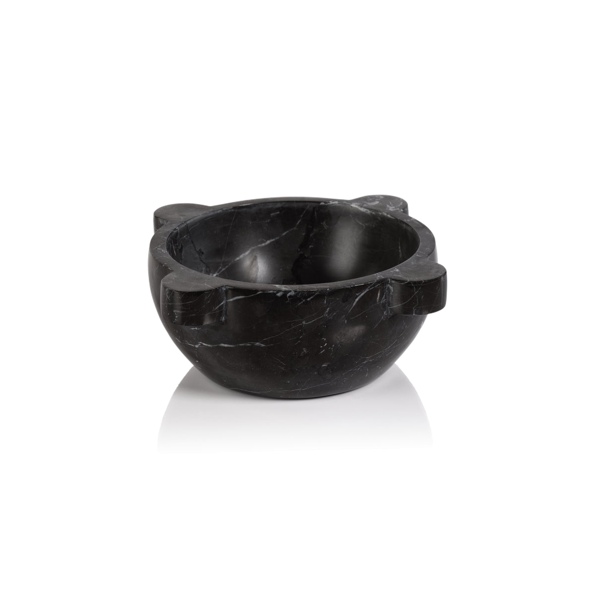 Zodax Ross Marble Mortar / Condiment Bowl, Large, Black Marquina