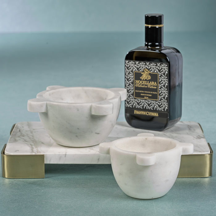 Zodax Ross Marble Mortar / Condiment Bowl, Medium, White