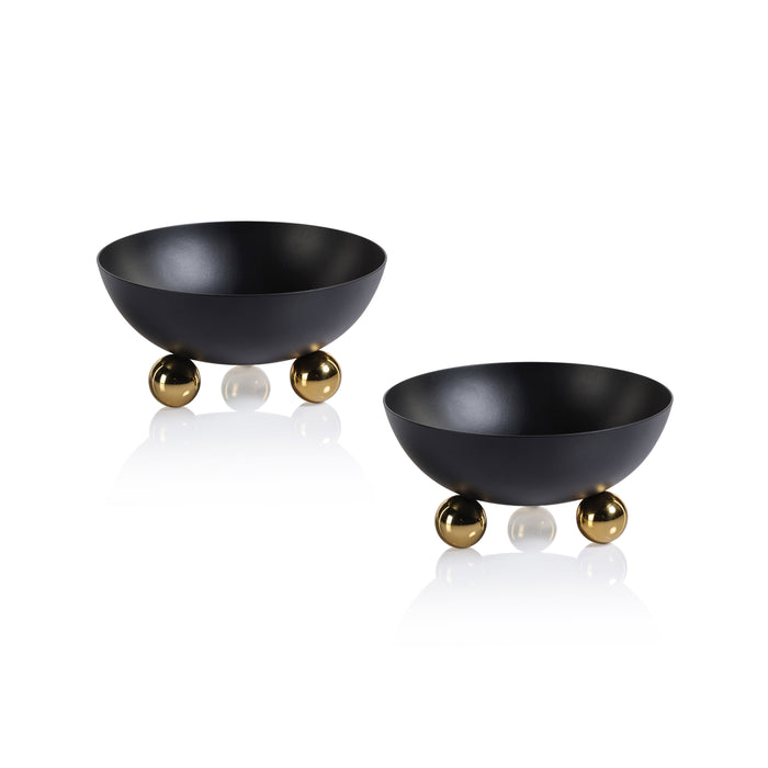 Zodax Marzell Black Stainless Steel Condiment Bowls, Black, Set of 2