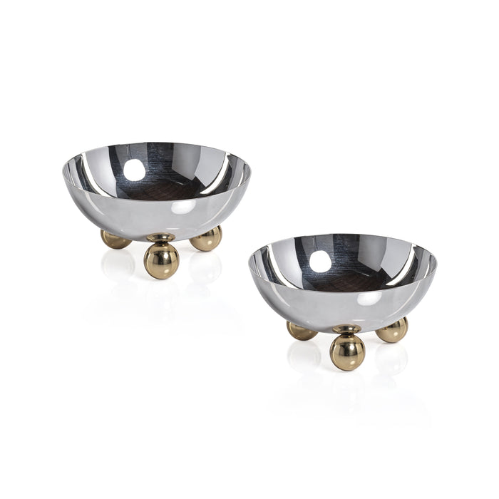 Zodax Marzell Black Nickel Stainless Steel Condiment Bowls, Set of 2, Nickel