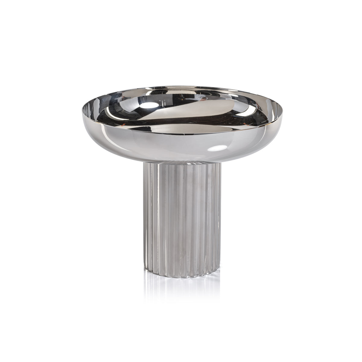 Zodax Stassi Polished Stainless Steel Footed Bowl, Nickel