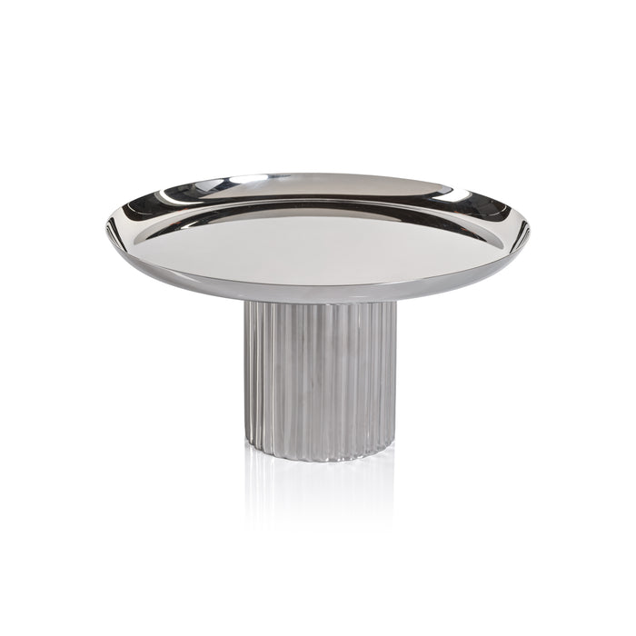 Zodax Stassi Polished Stainless Steel Footed Cake Stand, Nickel