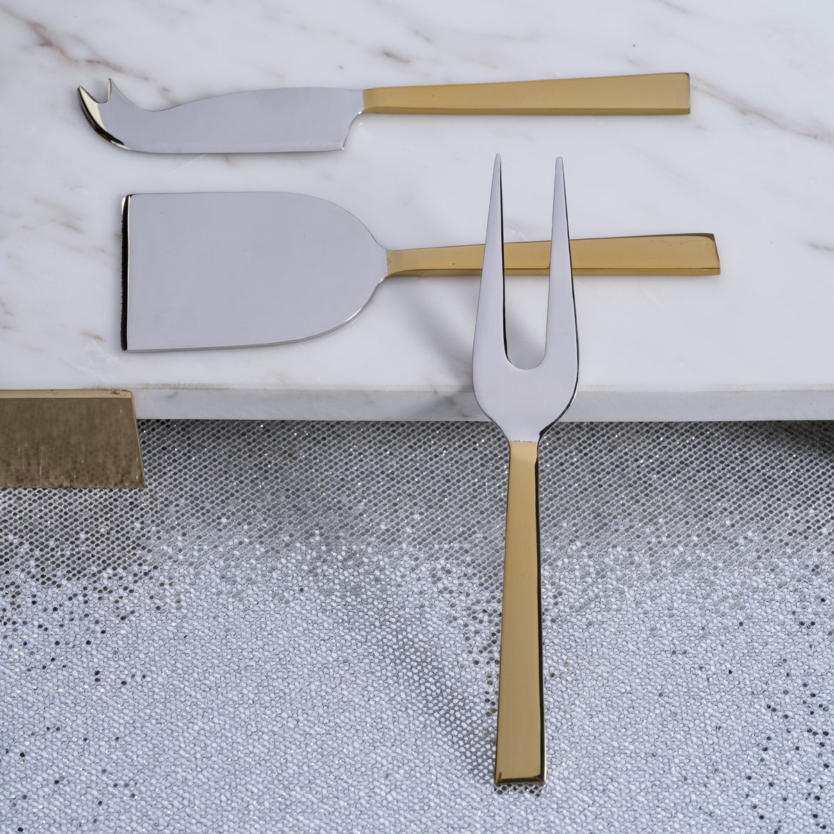 Zodax Stassi Two-Tone Polished Cheese Knives Set