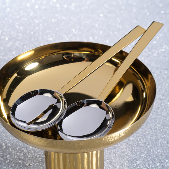 Zodax Stassi Two-Tone Polished Salad Server Set