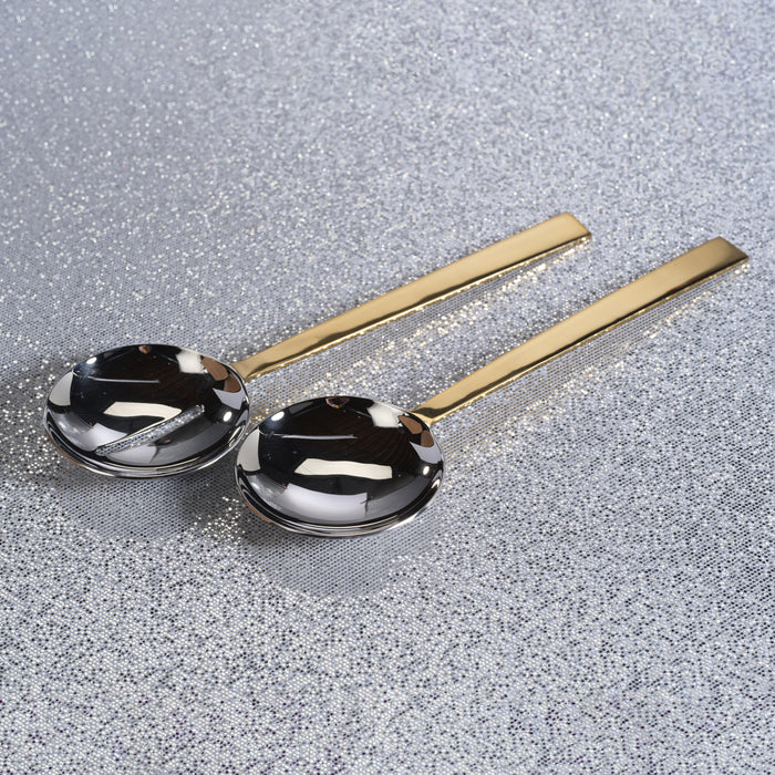 Zodax Stassi Two-Tone Polished Salad Server Set