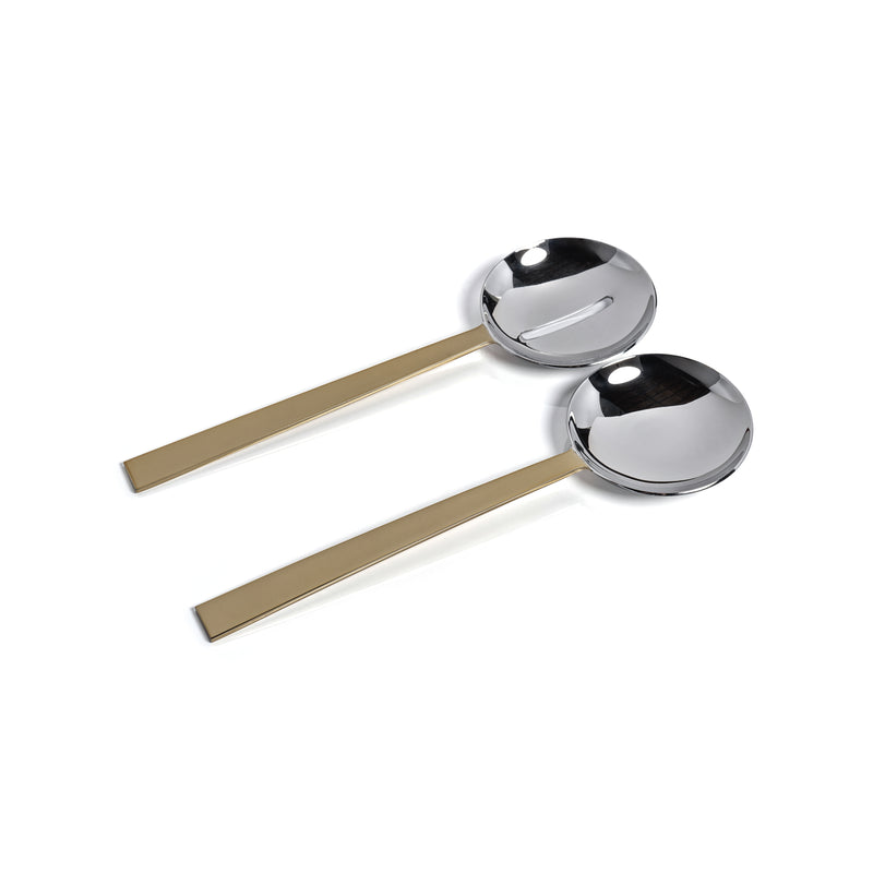 Zodax Stassi Two-Tone Polished Salad Server Set