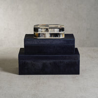 Zodax Baldur Black Horn Inlaid Decorative Box with Ivory Trim