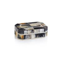 Zodax Baldur Black Horn Inlaid Decorative Box with Ivory Trim