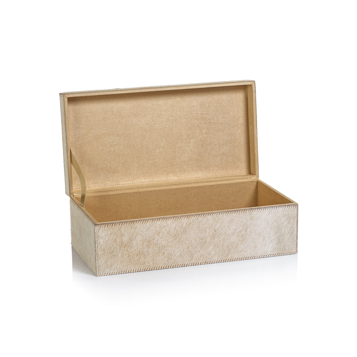 Zodax Rutbeek Tan Hair-On-Hide Leather Decorative Box, Medium, Tan
