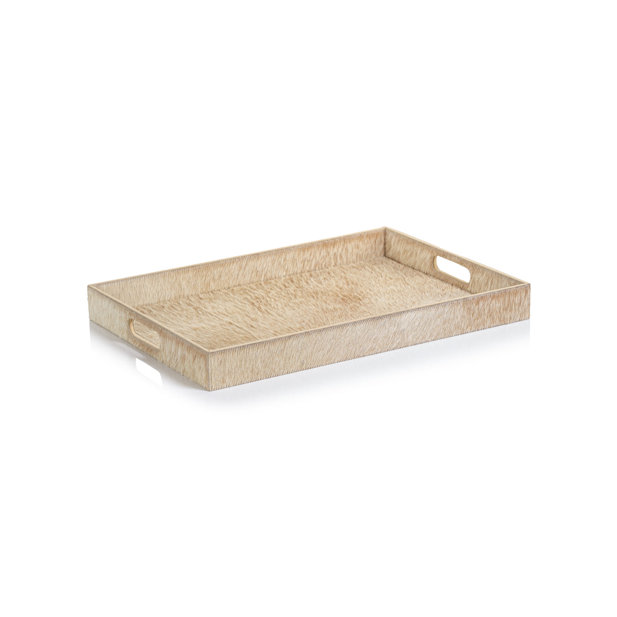 Zodax Rutbeek Tan Hair-On-Hide Leather Serving Tray, Tan