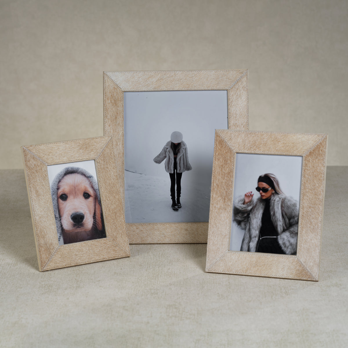 Zodax Rutbeek Tan Hair-On-Hide Leather Photo Frame, 5" x 7", Tan