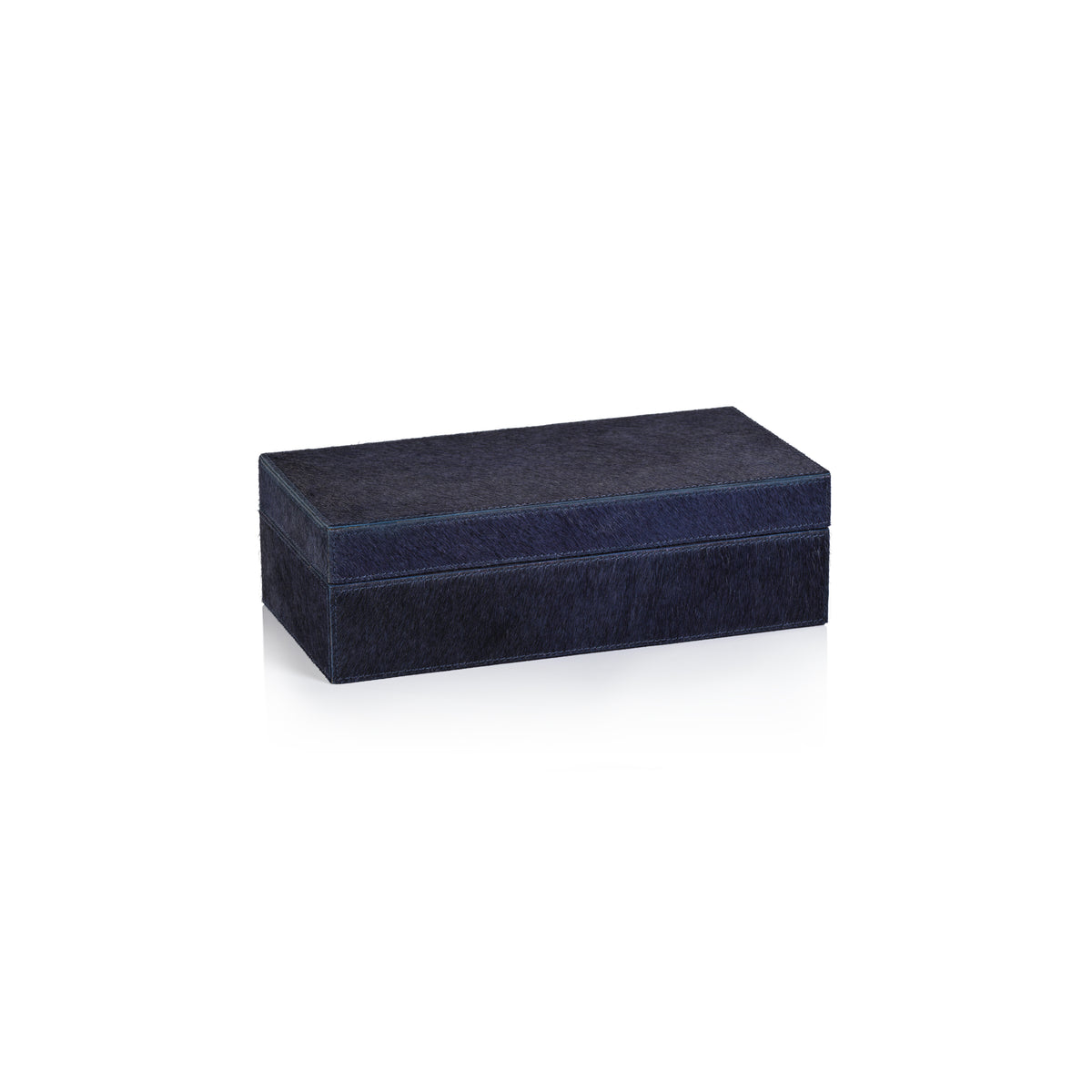 Zodax Rutbeek Navy Hair-On-Hide Leather Decorative Box, Small