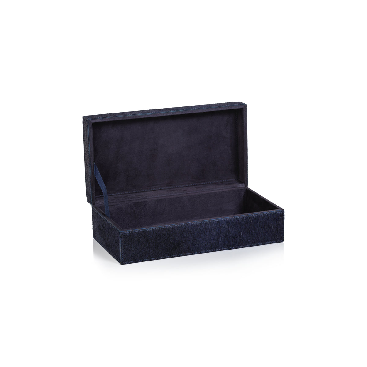 Zodax Rutbeek Navy Hair-On-Hide Leather Decorative Box, Small