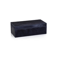 Zodax Rutbeek Navy Hair-On-Hide Leather Decorative Box, Medium, Navy