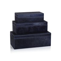 Zodax Rutbeek Navy Hair-On-Hide Leather Decorative Box, Large, Navy