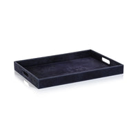 Zodax Rutbeek Navy Hair-On-Hide Leather Serving Tray, Navy